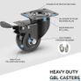 Heavy Duty Castor Wheels with 4 Brakes + Screws - 50mm - 200 kg Load - Set of 4 - No Floor Marks Silent Caster for Moving Furniture - Rubbered Swivel Trolley Wheels - Black Castors Image 5