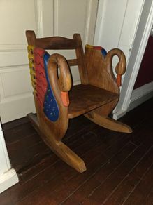 Madrigal Studios Carved Rocking Double Swans Chair