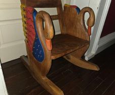 Madrigal Studios Carved Rocking Double Swans Chair