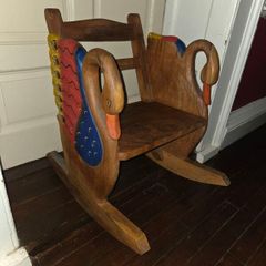 Madrigal Studios Carved Rocking Double Swans Chair