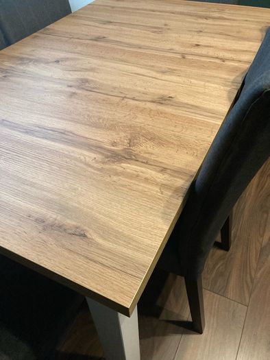 Large Extendable Solid Wood Table and Chairs - 6 Dark Grey