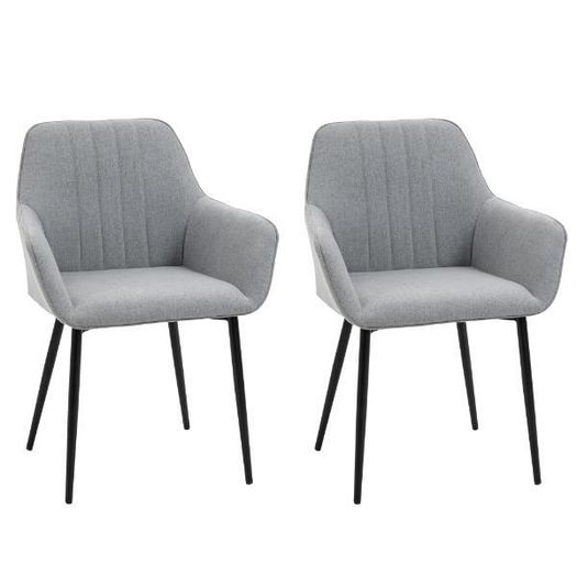 Mid-Century Dining Chairs Set of 2, Light Grey