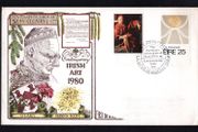 1980 Ireland Anniversaries: Birth Centenary of Sean O'Casey. Irish Art (Gold Painting No 57) Patrick Scott Commemorative Stamps Illustrated Hibernian First Day Cover (FDC)