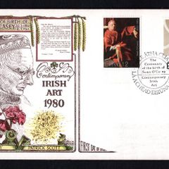 1980 Ireland Anniversaries: Birth Centenary of Sean O'Casey. Irish Art (Gold Painting No 57) Patrick Scott Commemorative Stamps Illustrated Hibernian First Day Cover (FDC)