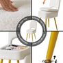 Small Storage Vanity Stool with Folding Backrest, 12.99" x 13.78" x 31.5" Square Teddy Velvet Ottoman, Makeup Chair for Living Room, 4 Metal Legs with Anti-Slip Feet, White Image 8