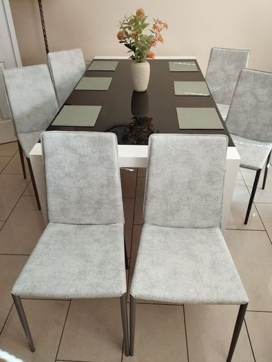 Calligaris dining table and 6 chairs