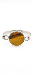 Tigers Eye Sterling Silver Bangle, London 1973