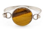 Tigers Eye Sterling Silver Bangle, London 1973