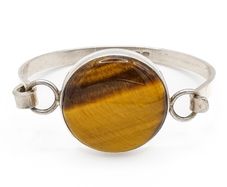 Tigers Eye Sterling Silver Bangle, London 1973