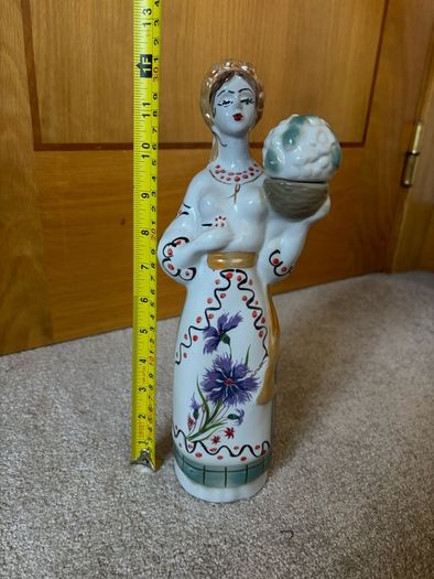 Vintage Porcelain Figurine Hand Painted Bottle Decanter