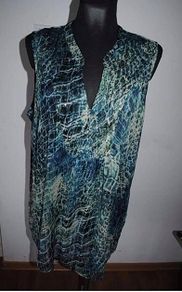 Wallis sleeveless Green/navy top size XL UK20/22 EU48/50