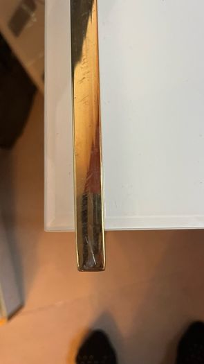 Gold Metal Side Table / Console Table Cracked Top