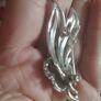 Vintage Silver Tone Metal Floral Marcasite Brooch Image 10