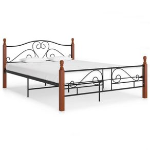 Bed Frame Black Metal 160x200 cm