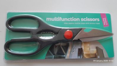 Keep It Handy Multifunction Scissors Kitchen Shears Heavy Duty Sharp Cutter Bottle Opener Black