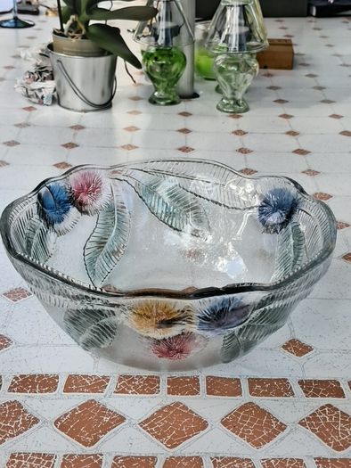 Vintage French Large Glass Salad Bowl