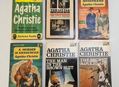 Vintage Agatha Christie Books x 6 - Vintage Crime Thriller Books - Vintage Paperback Books