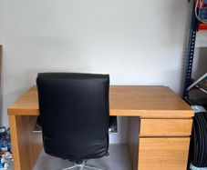 Solid Home Office Desk & Leather Chair