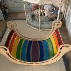 Beautiful wooden children  rainbow rocker