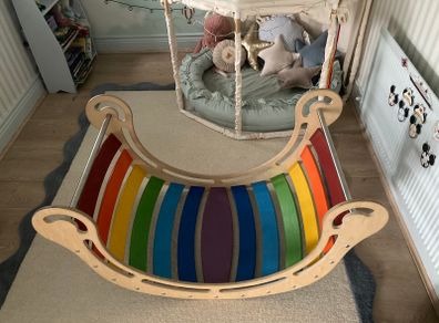 Beautiful wooden children  rainbow rocker
