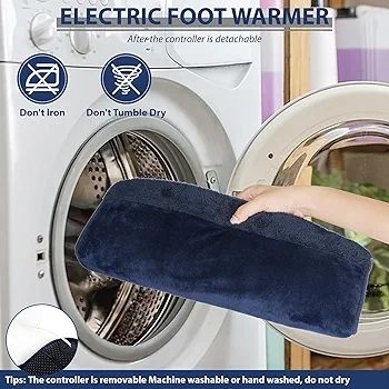 Heated Electric Pad for Foot, Double-Sided Heating, 9 Fast Heating Settings 2H Auto Shut Off, Electric Fast Heat Pad with Heat Settings Navy Blue