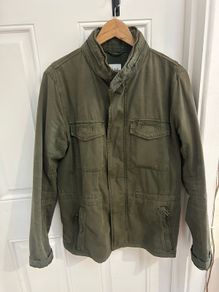 GAP Men Green Hidden Hood Military Jacket