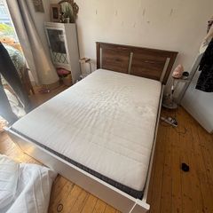 double bed and mattress with under bed storage