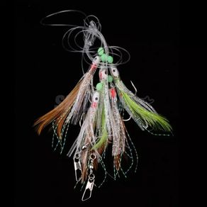 Shining Fish Skin Bait Sabiki Rigs with 5 Hooks Sea Fishing Multicolor Flasher Bait Rigs with Barrel Swivel Herring