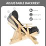Folding and Reclining Wooden Lounge Chair Comfortable Relaxation Chair with Thick Tufted Cushion Image 4