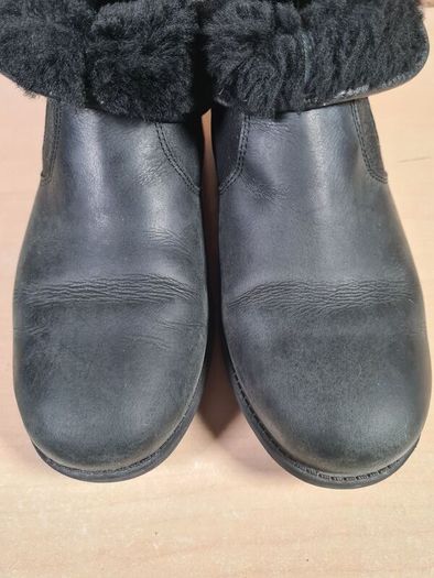 Womens Ugg Lavelle Ankle Boots Black Leather  Wool Lined Size Uk 5 Eu 38