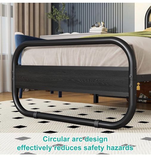 Single Bed Frame with Headboard, Black Single Bed 90x190 cm