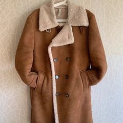Zara Man Shearling Style Coat carmel sise M