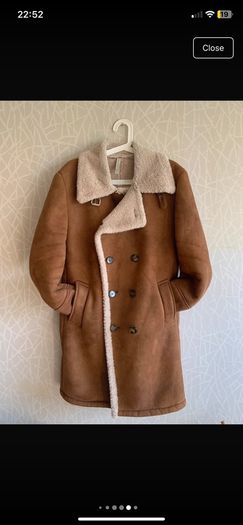 Zara Man Shearling Style Coat carmel sise M