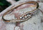 Antique Diamond & Pearl Bangle Bracelet - 1900