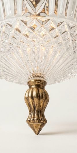 Vintage Textured Glass & Brass Pendant Light