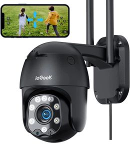 360 Degree Security Camera Outdoor, 25m Colorful Night Vision Wireless WiFi Wired CCTV Camera System,Motion Intelligent Auto Track Home PTZ Camera,Pan Tilt,1080P,2-way Audio,IP66,Siren,Support