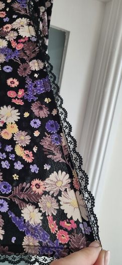 YUMI black floral print layered skirt Sz 12UK - Bnwt Rrp 34.99
