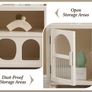120cm Sideboard Cabinet with 2 Corrugated Glass Doors, Ball Feet & Spacious Storage, Modern Living Room Lowboard Image 5