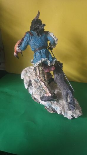 Native American warrior and wolf figurine