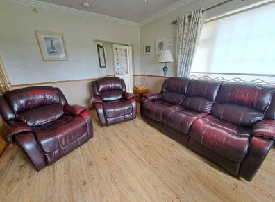 3 Piece Wine Leather Couch Suite