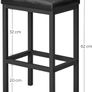 _Set of 2 Bar Stools 40 x 30 x 62 cm Backless PU Cover Easy Assembly Industrial Design Dining Kitchen Bar Stool Black Seat and Black Frame Image 2