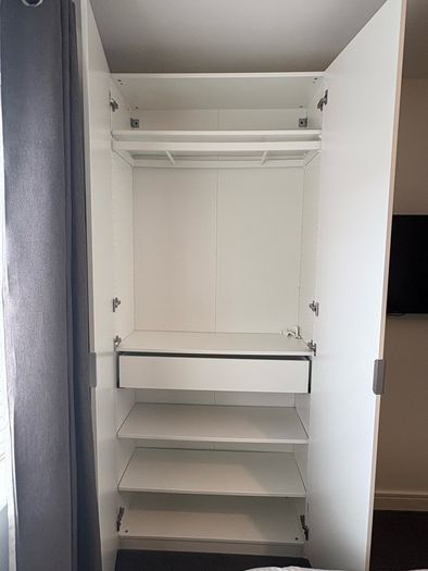 IKEA PAX Shallow Wardrobe 100cm White with Doors & Interior Fittings