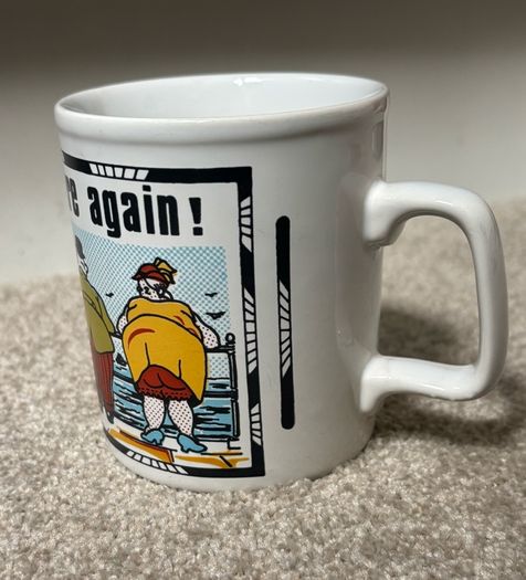 Vintage 'Same Old Faces Are Here Again' Mug