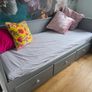 HEMNES Day-bed w 3 drawers, 2 mattresses, grey, Afjall medium firm, 80x200 cm Image 3