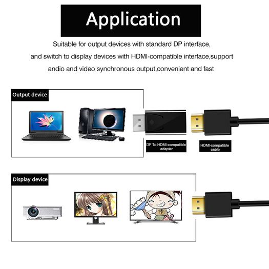 DisplayPort to HDMI Adapter 4K HD Converter