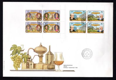 1982 Jersey Historical Links between Jersey and France (The Story of Martell Cognac Commemorative Stamps Booklet Panes on large First Day Covery (FDC)