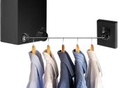 Washing Line, Retractable Clothes Drying Line, Stainless Steel Extendable Laundry Line, Adjustable 4.2M Washing Line Rope, Punch and Wall Mount (Black)