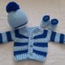 Handmade neutral and baby boy cardigan sets newborn and  0-3 months Image 4