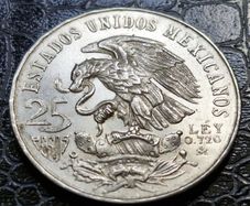 1968 Mexico Silver 25 Pesos Olympic Games coin