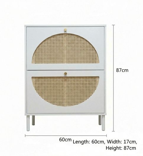 Slimline Rattan and White Shoe Storage Cabinets